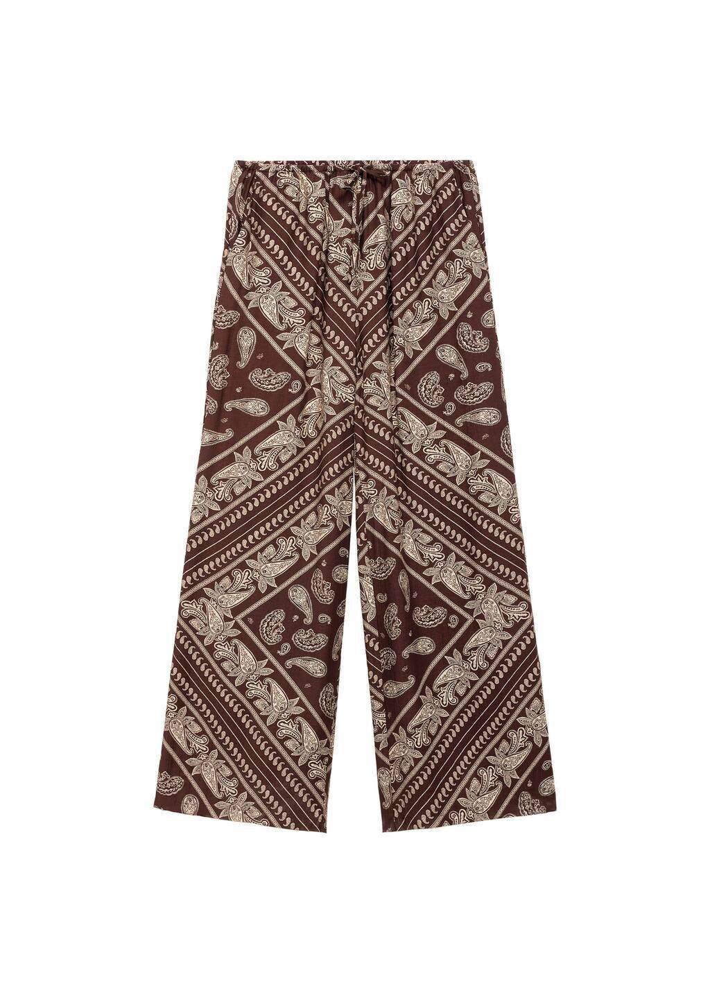 Brown Wideleg Paisley Trousers, , large image number 3