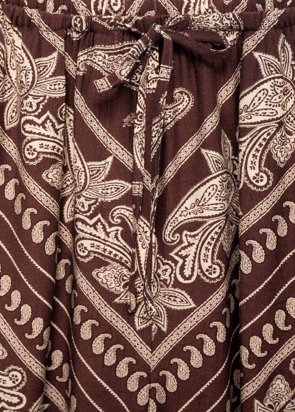 Brown Wideleg Paisley Trousers, , large image number 4