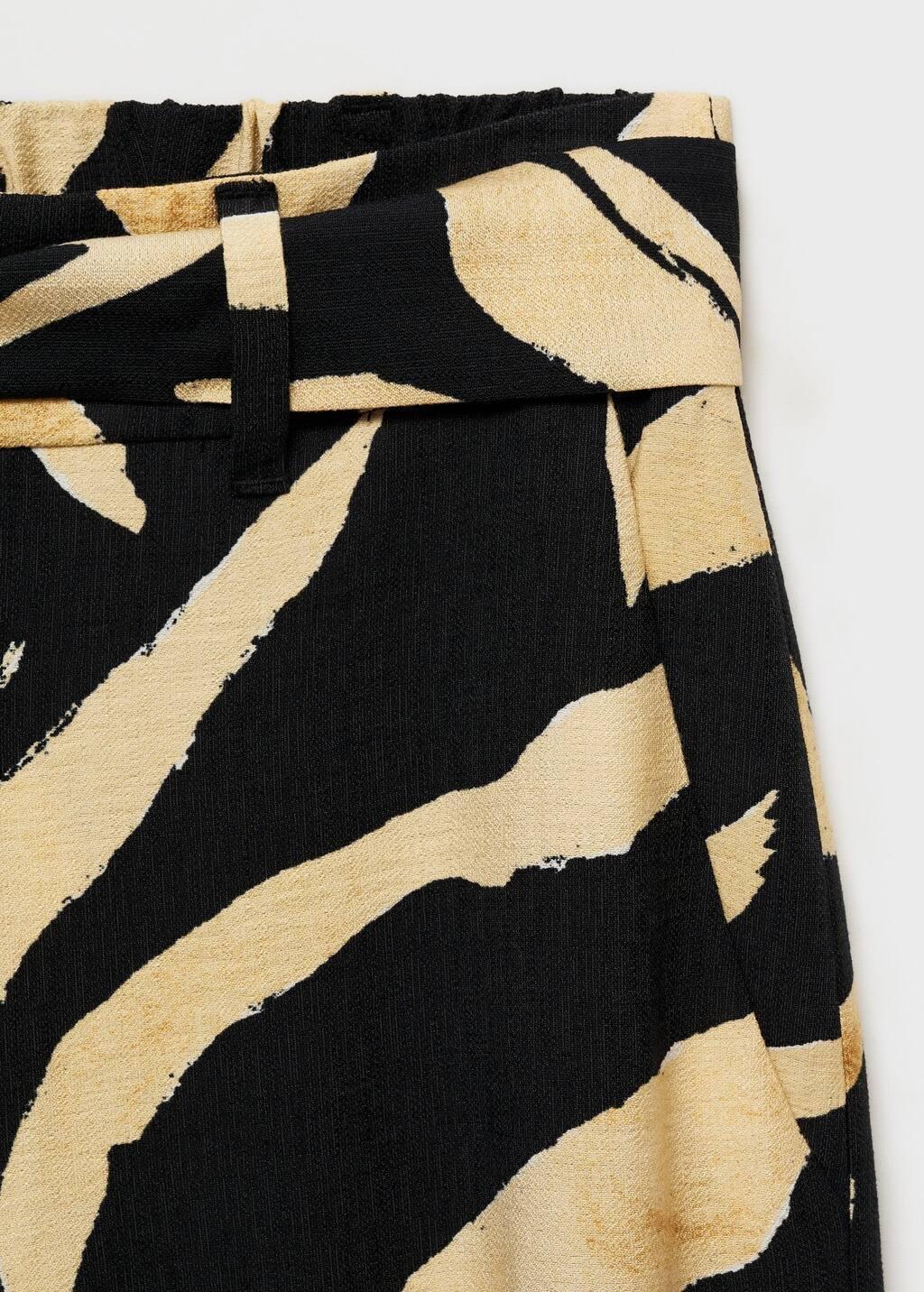 Black Printed Straight-Fit Trousers With Belt, , large image number 4