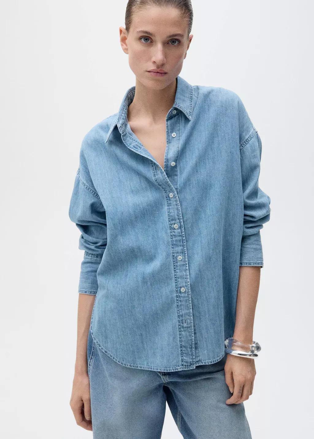 Blue Oversized Denim Shirt, , large image number 0