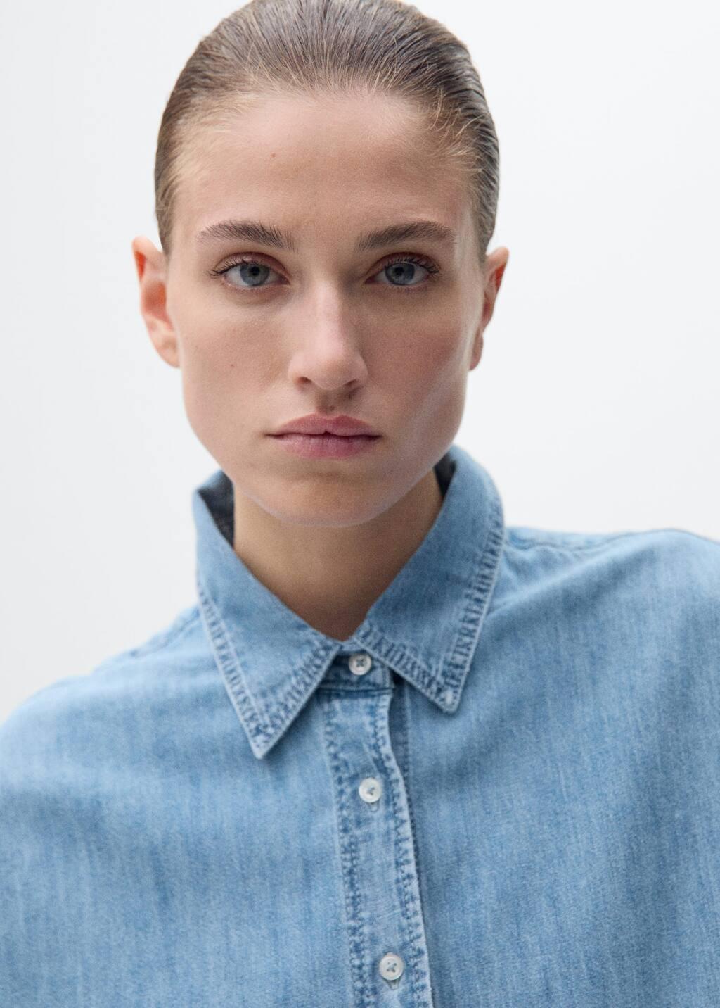 Blue Oversized Denim Shirt, , large image number 1