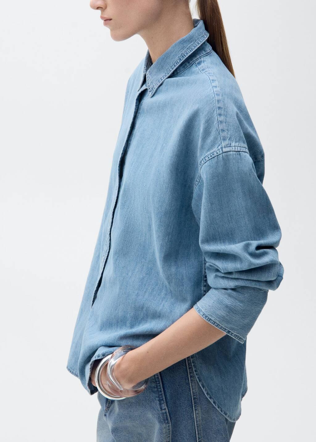Blue Oversized Denim Shirt, , large image number 2