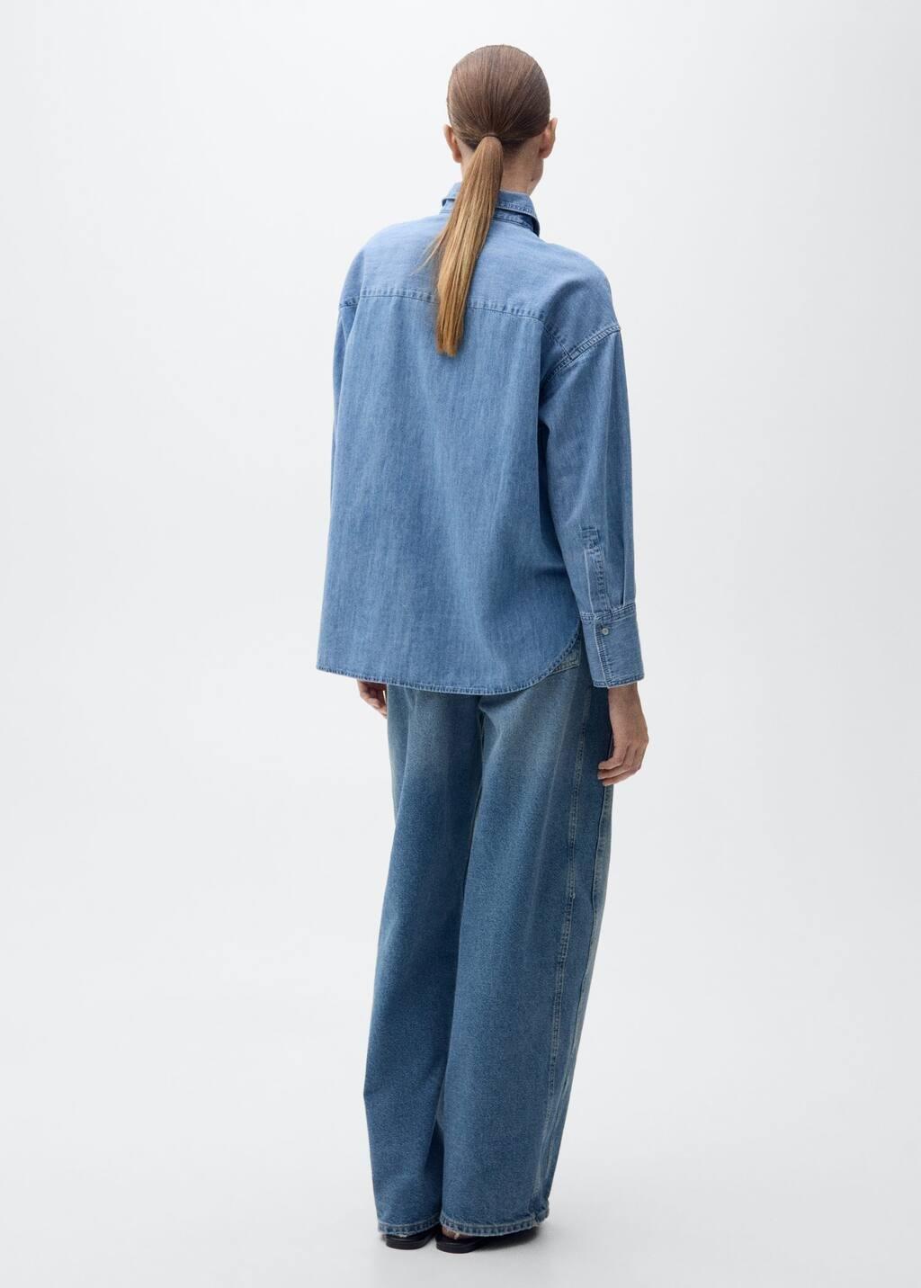 Blue Oversized Denim Shirt, , large image number 5