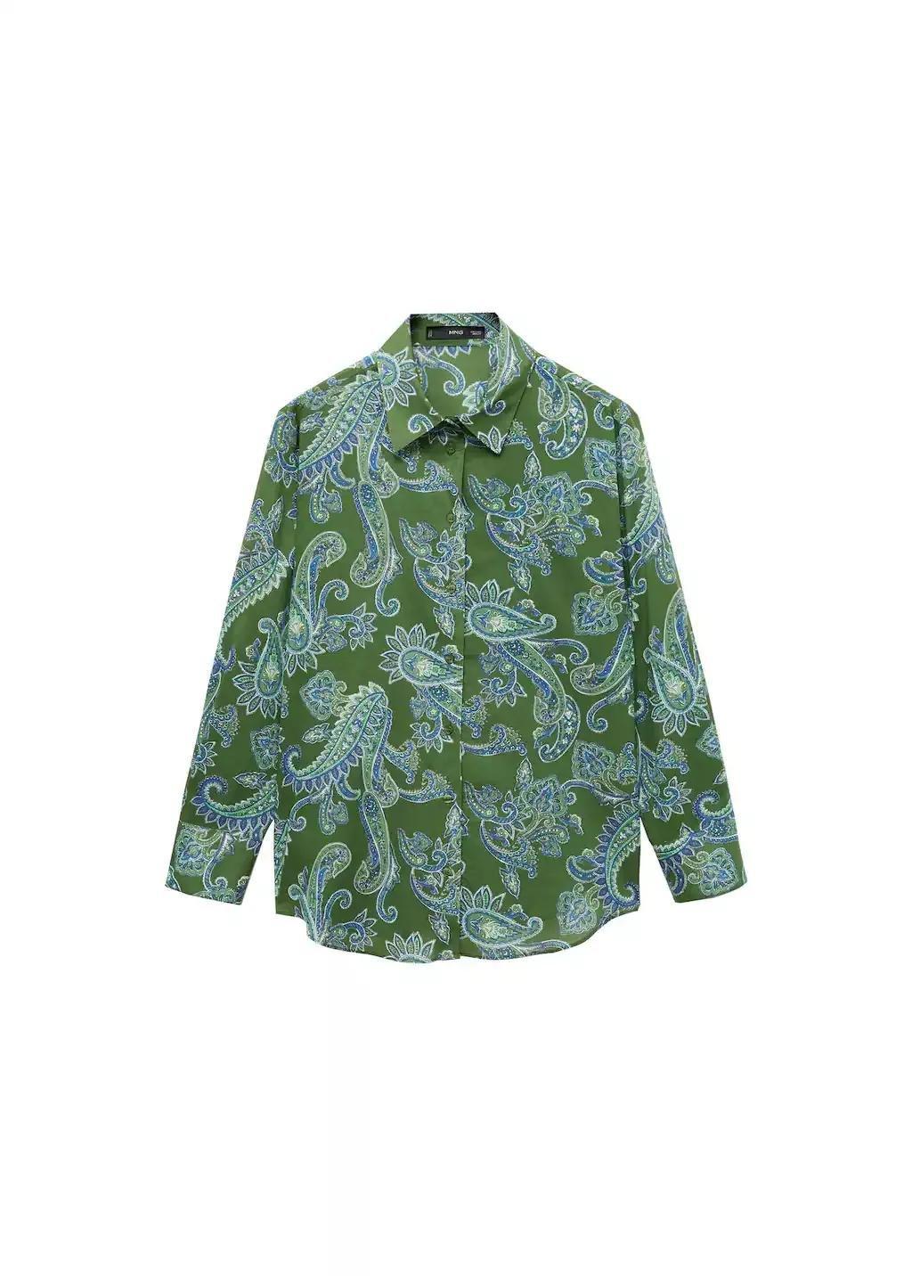 Green Cotton Paisley Shirt, , large image number 3