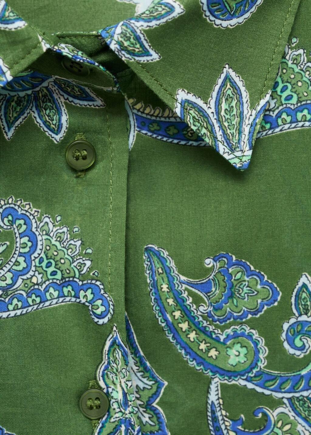 Green Cotton Paisley Shirt, , large image number 4