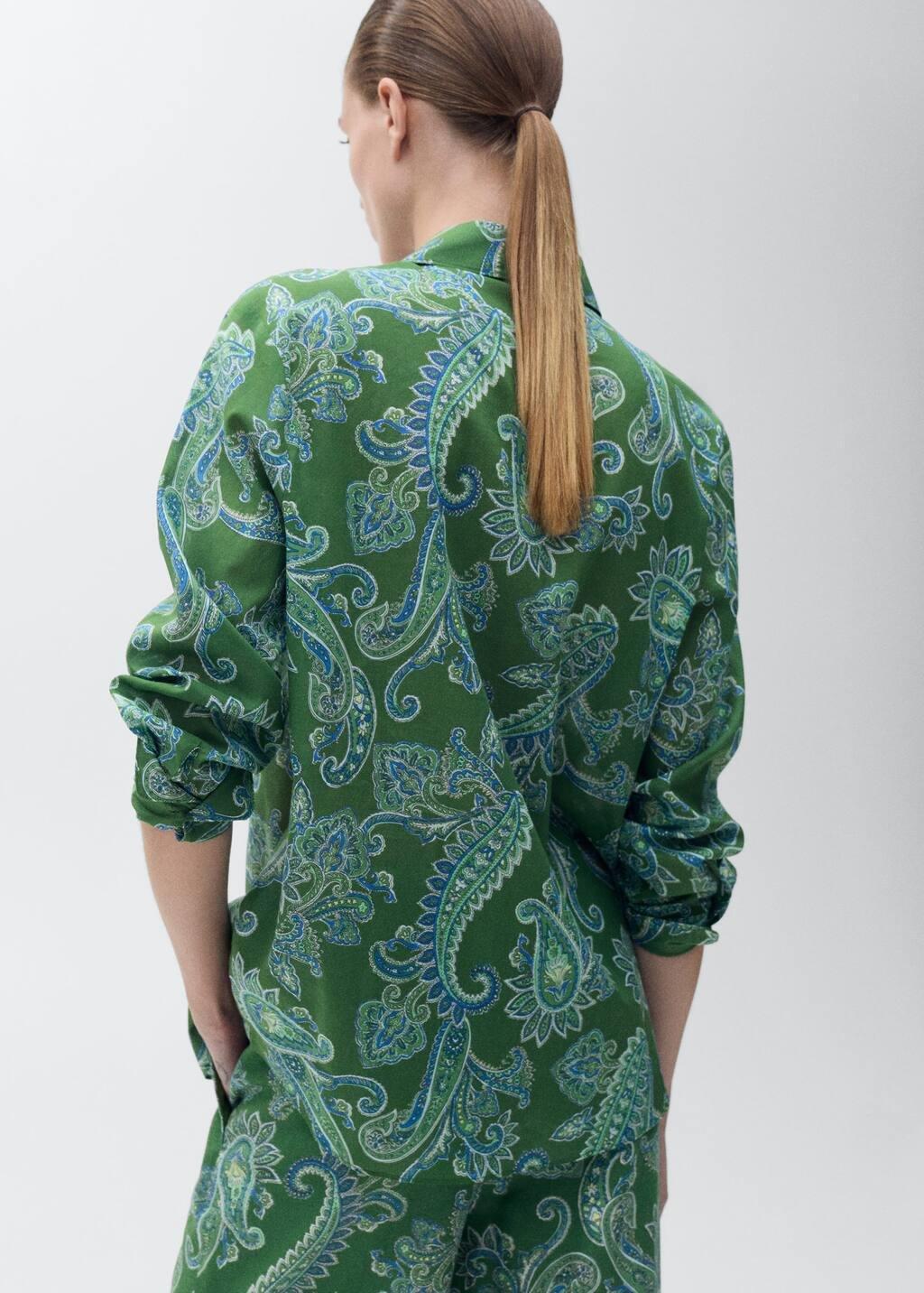 Green Cotton Paisley Shirt, , large image number 5