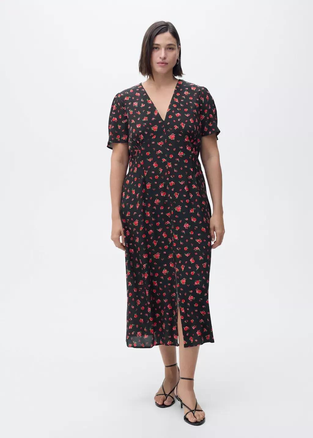 Black Midi Floral Dress, , large image number 3