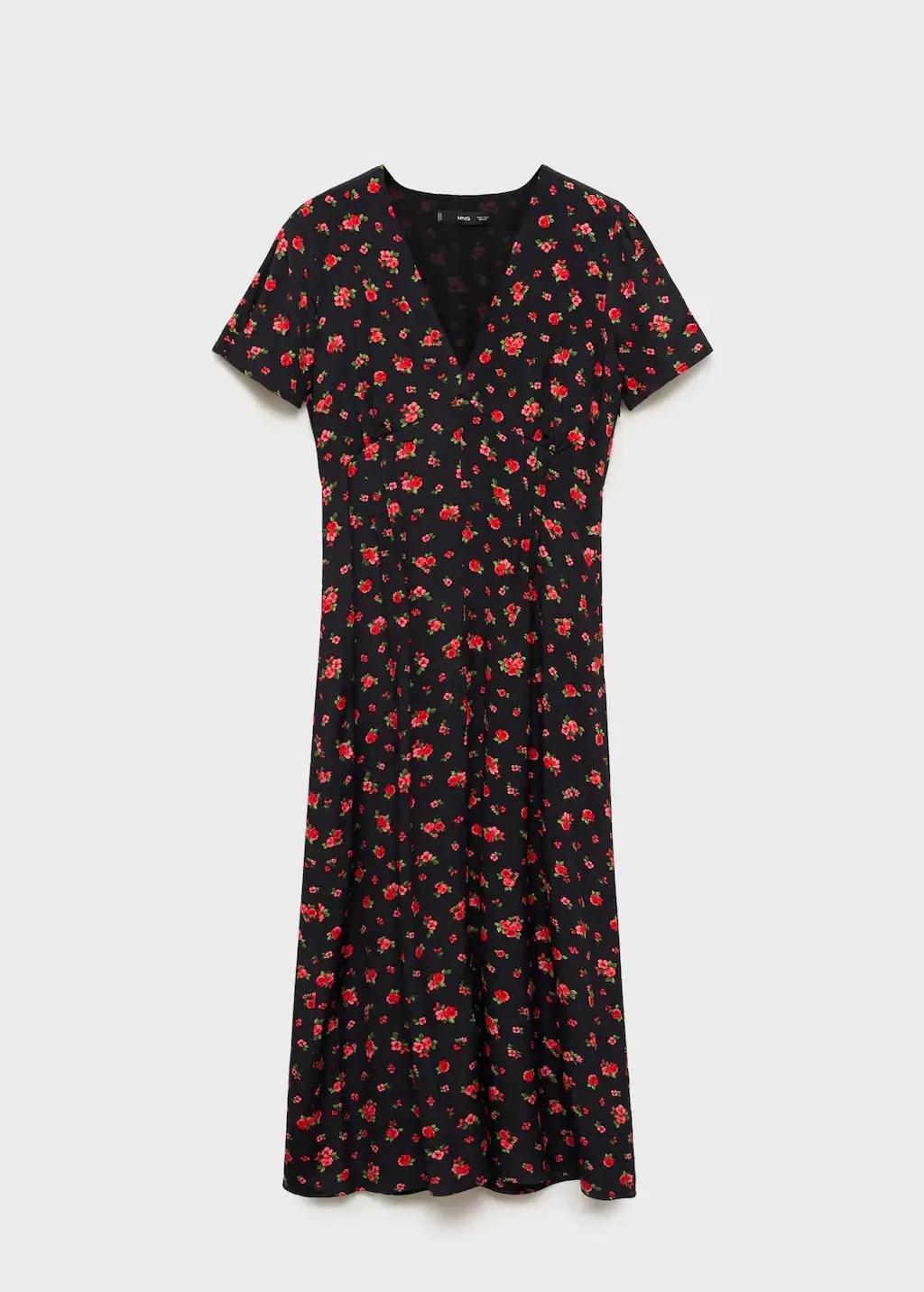 Black Midi Floral Dress, , large image number 4