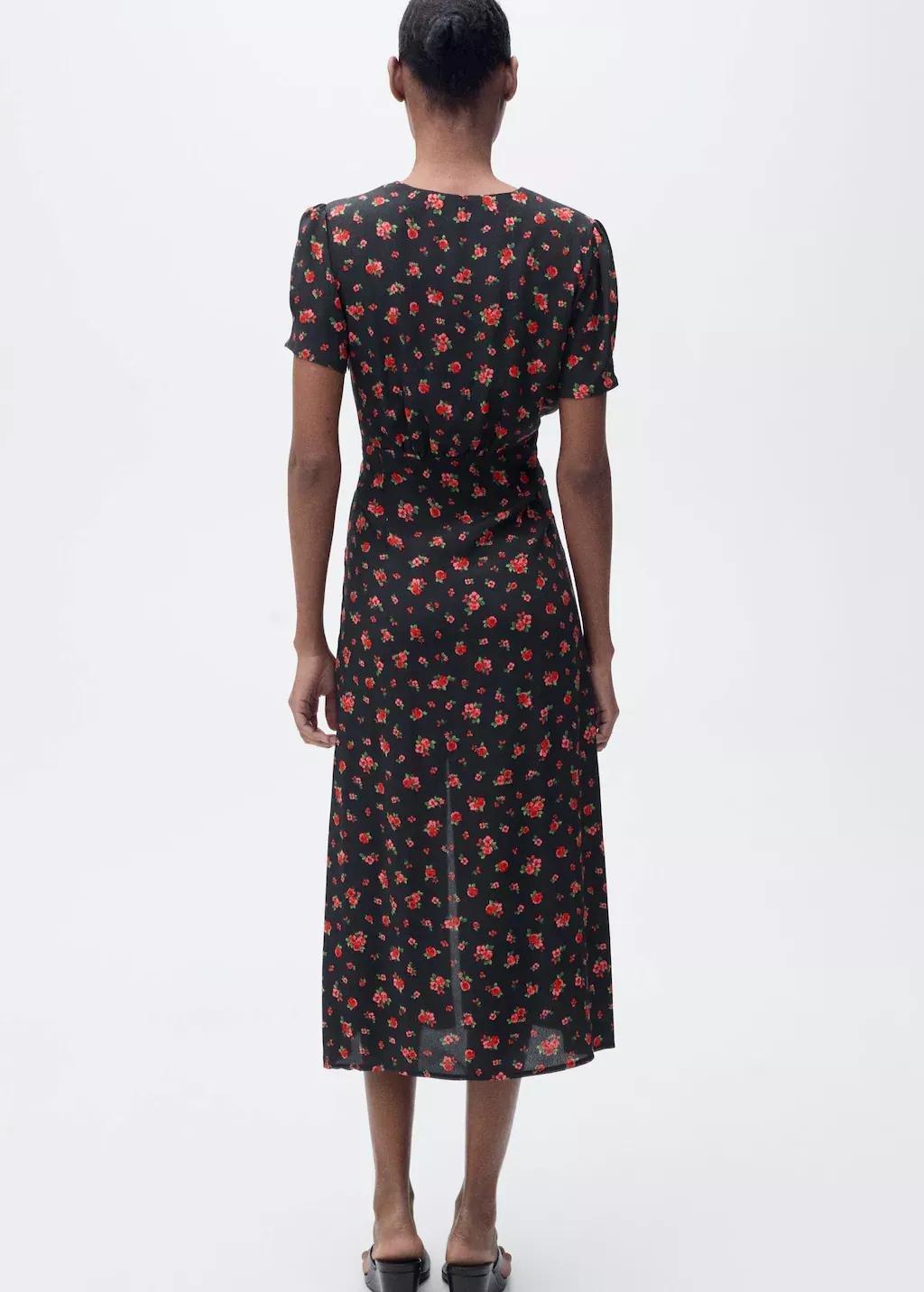 Black Midi Floral Dress, , large image number 5
