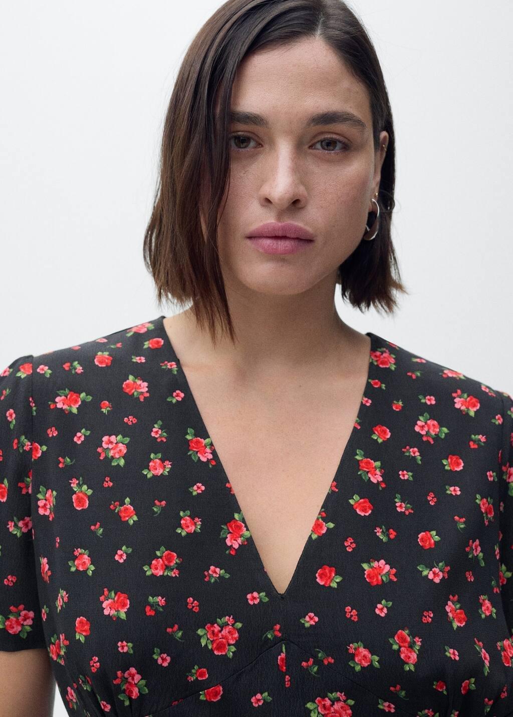 Black Midi Floral Dress, , large image number 6