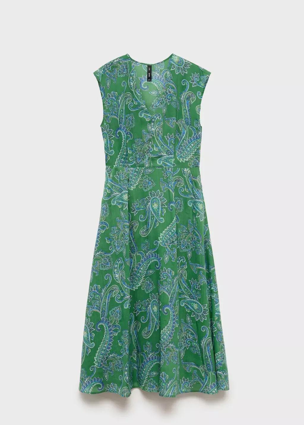 Green Paisley Ramie Dress, , large image number 3
