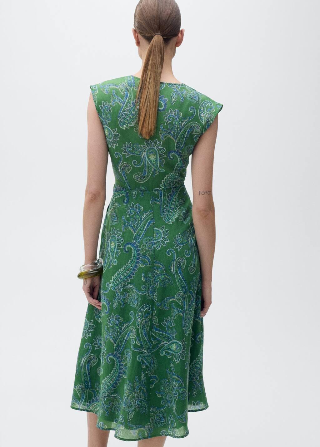 Green Paisley Ramie Dress, , large image number 6