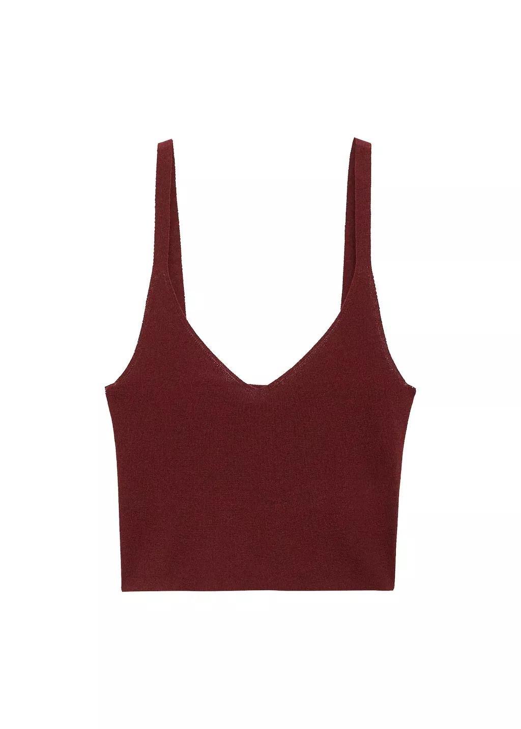 Red Fine Knit Crop Top, , large image number 3