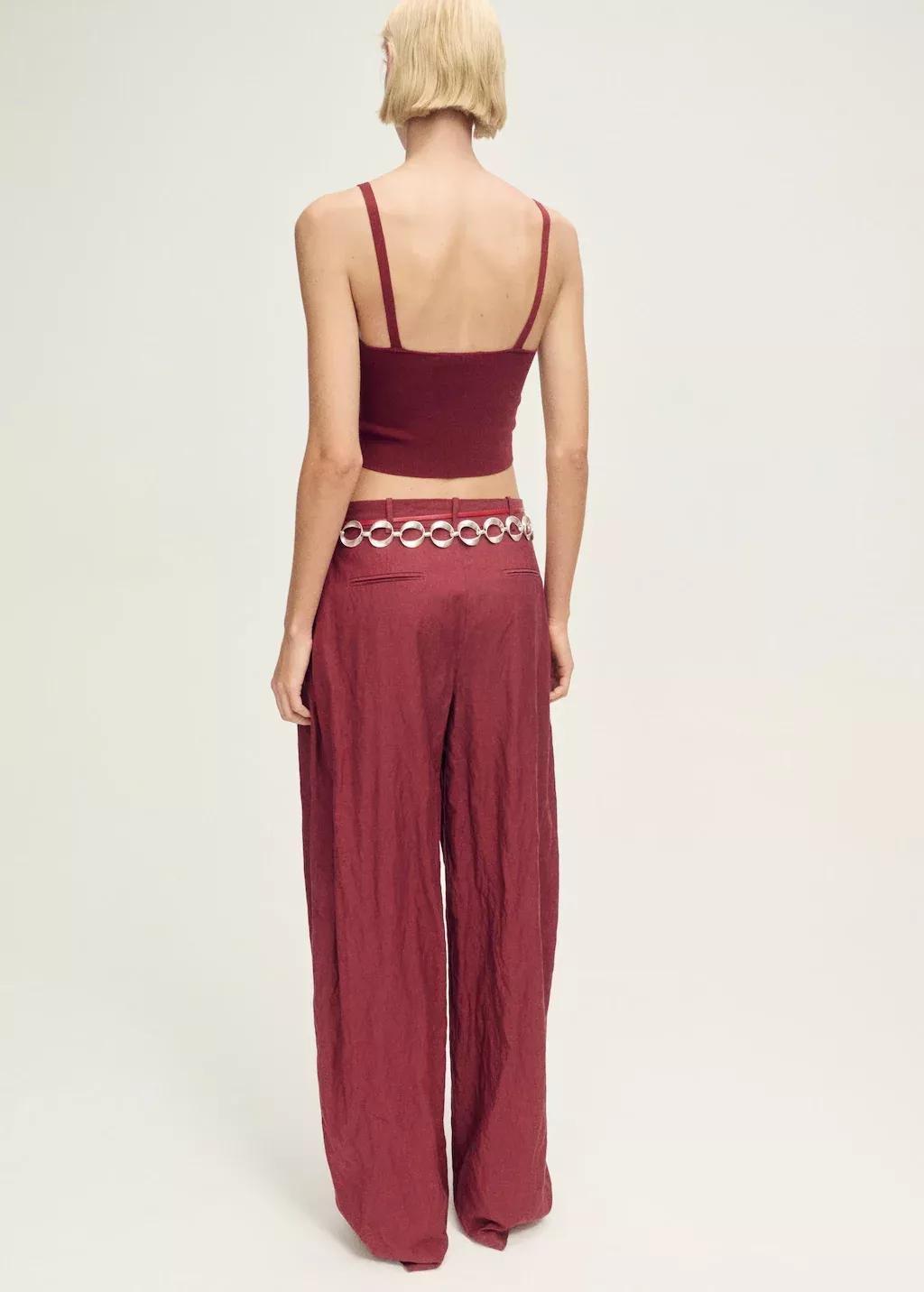 Red Fine Knit Crop Top, , large image number 5