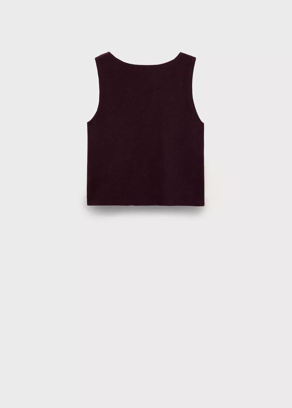 Brown Fine Ribbed Knit Top, , large image number 3