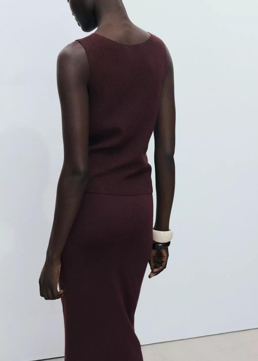Brown Fine Ribbed Knit Top, , large image number 6