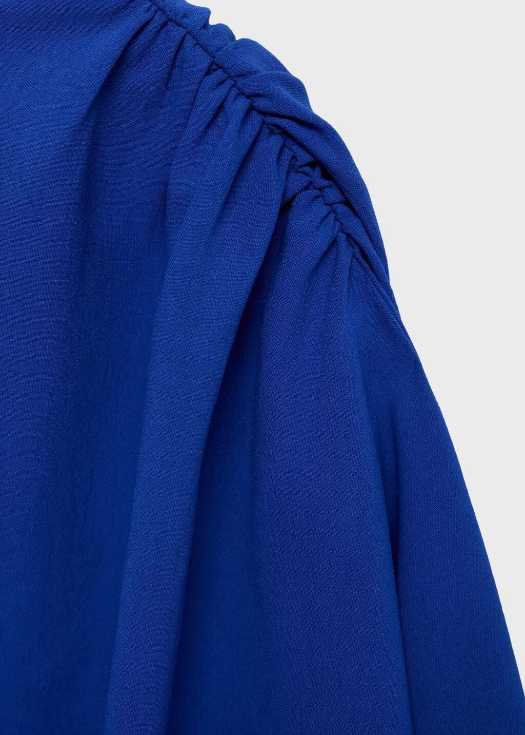 Blue Asymmetrical Gathered Blouse, , large image number 4