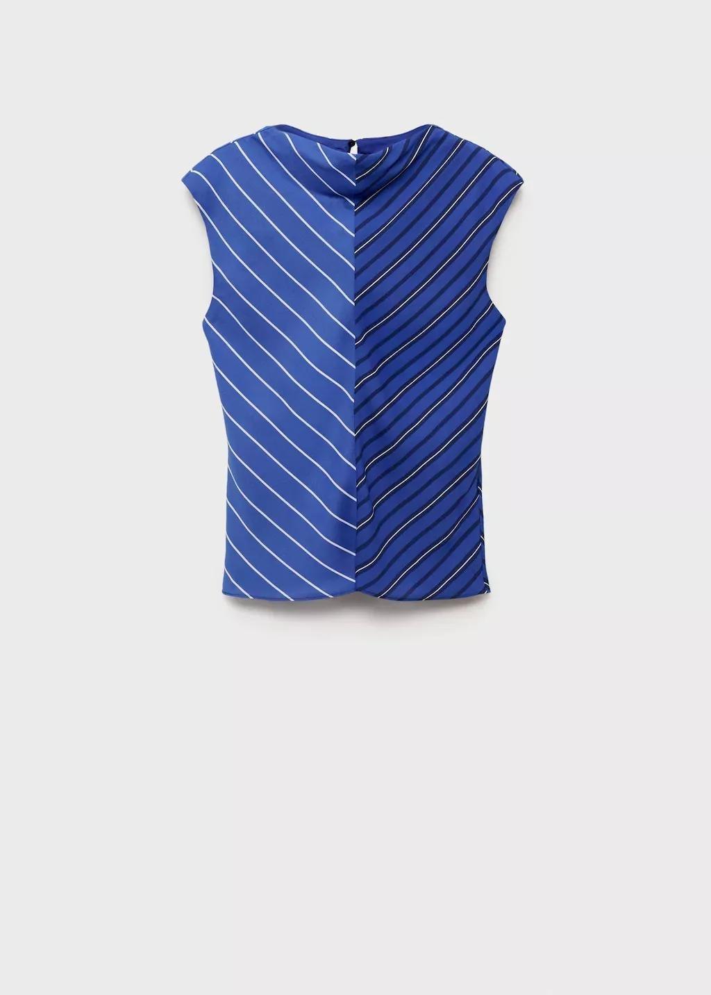 MEDIUM BLUE Combined striped blouse, , large image number 3