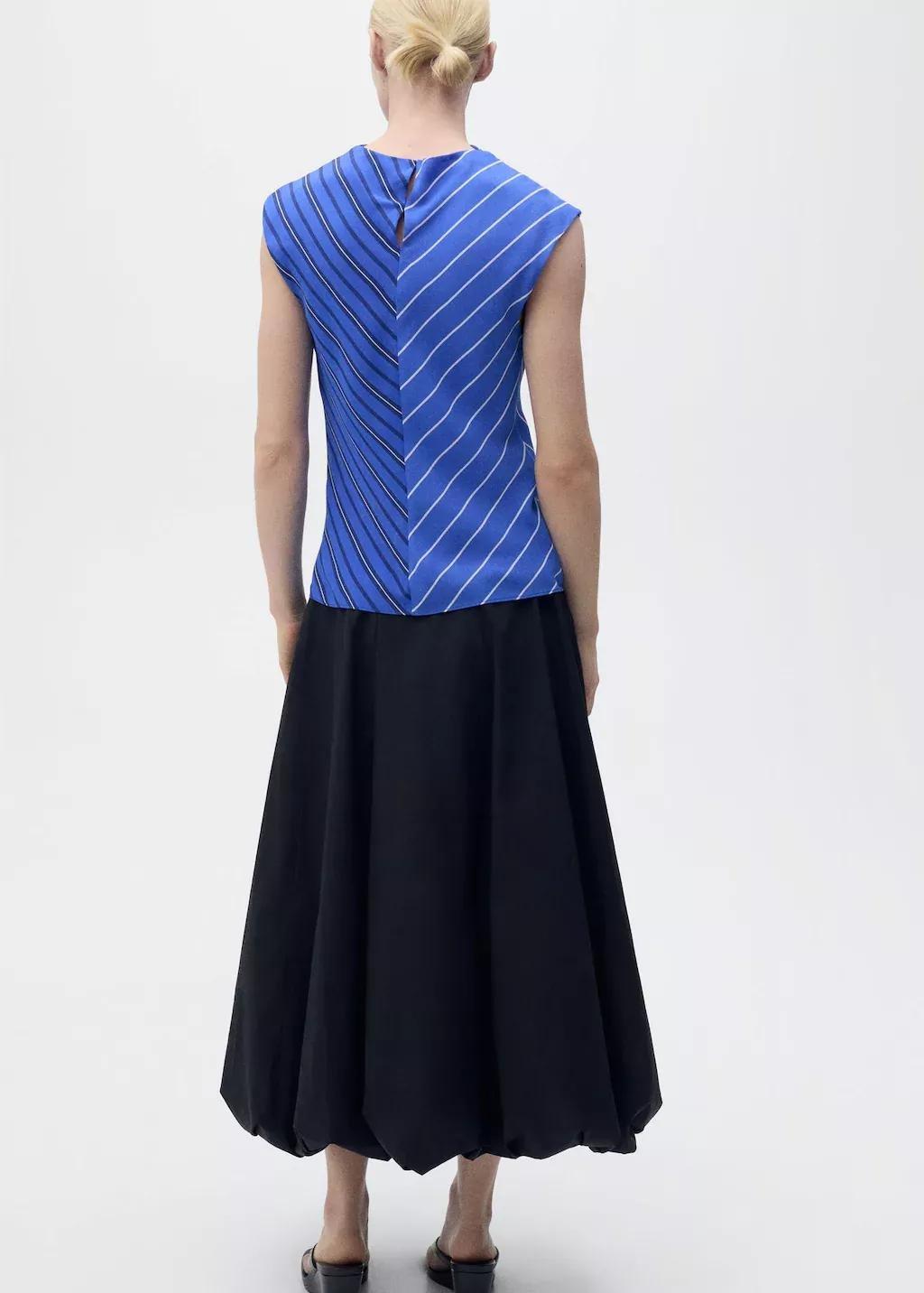 MEDIUM BLUE Combined striped blouse, , large image number 8