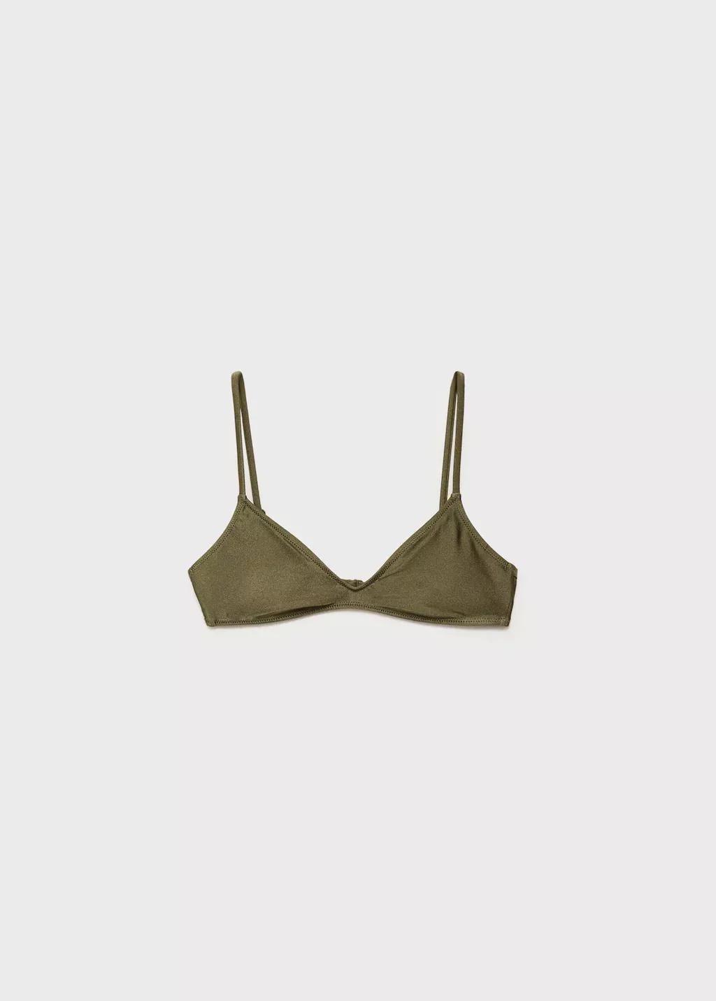 Khaki Satin Finish Bikini Top, , large image number 0