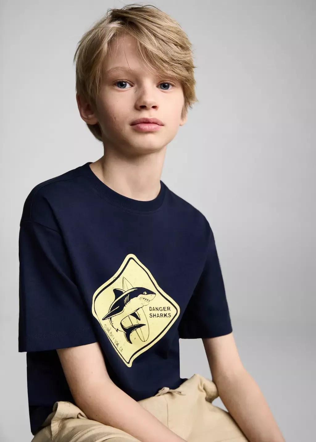 Navy Short-Sleeved Printed T-Shirt, Kids Boy, , large image number 2