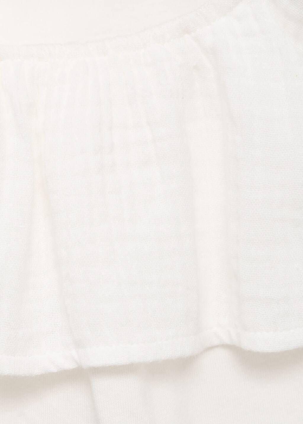 White Ruffle Textured T-Shirt, Baby Girl, , large image number 1