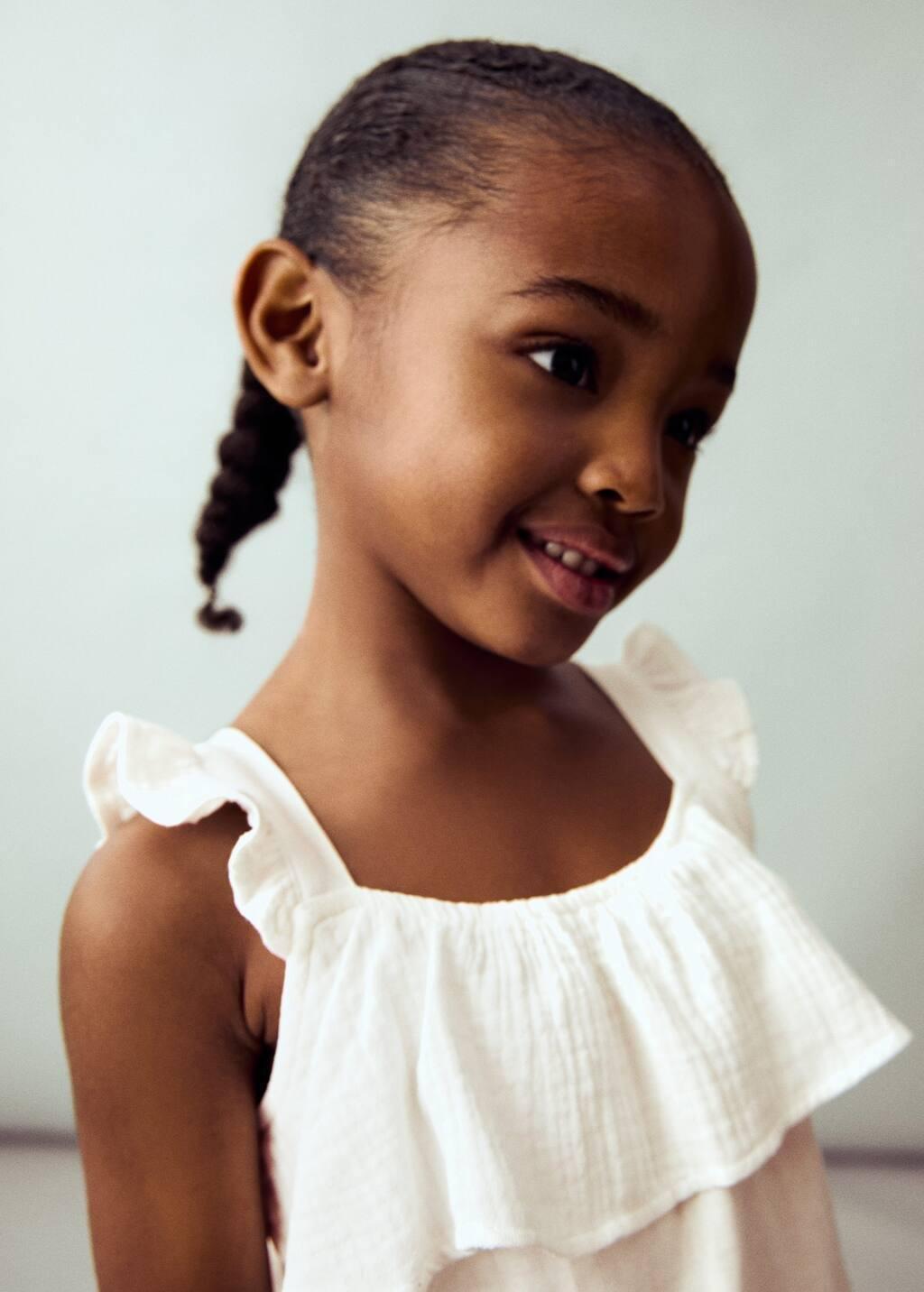 White Ruffle Textured T-Shirt, Baby Girl, , large image number 3