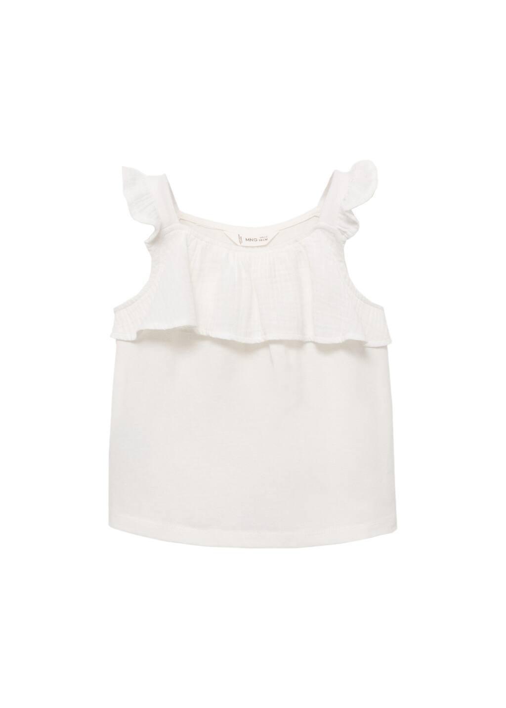 White Ruffle Textured T-Shirt, Baby Girl, , large image number 4