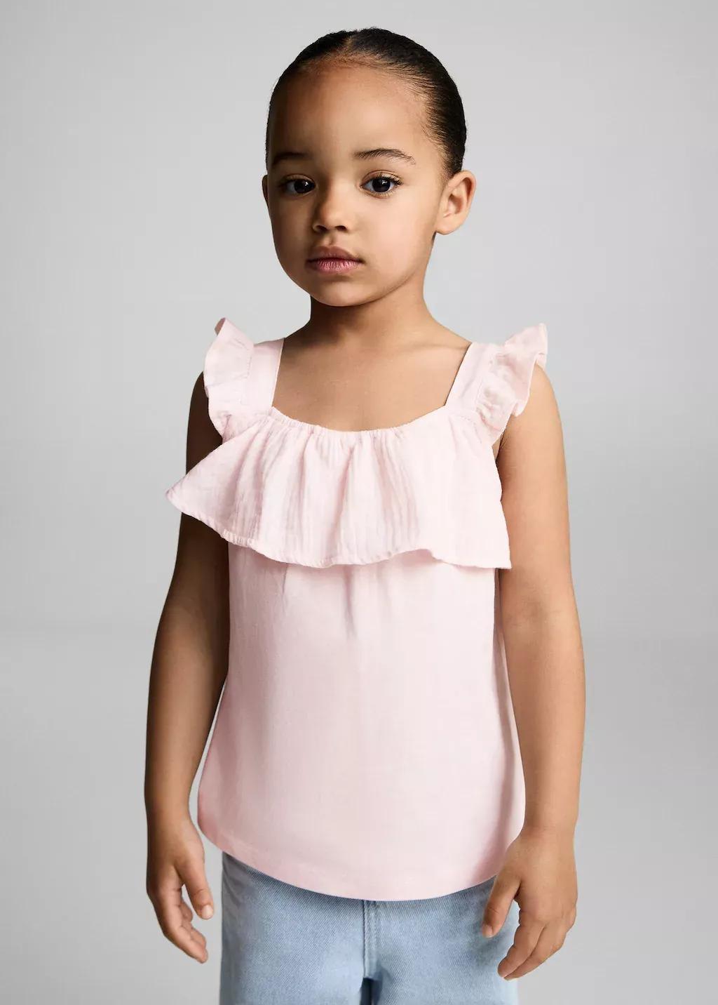 Pink Ruffle Textured T-Shirt, Baby Girl, , large image number 0