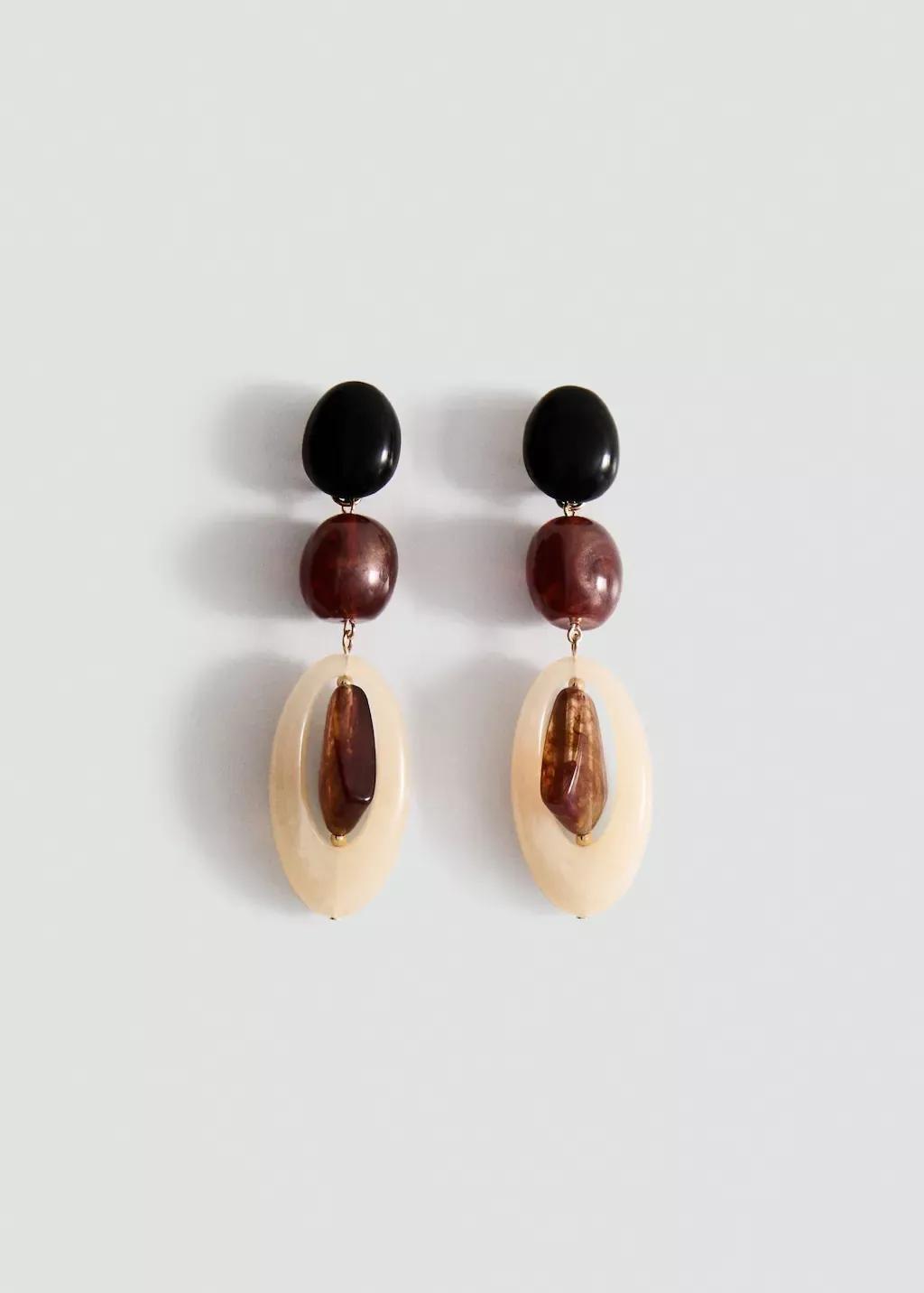 Red Long Beaded Earrings, 0201_76, large image number 3