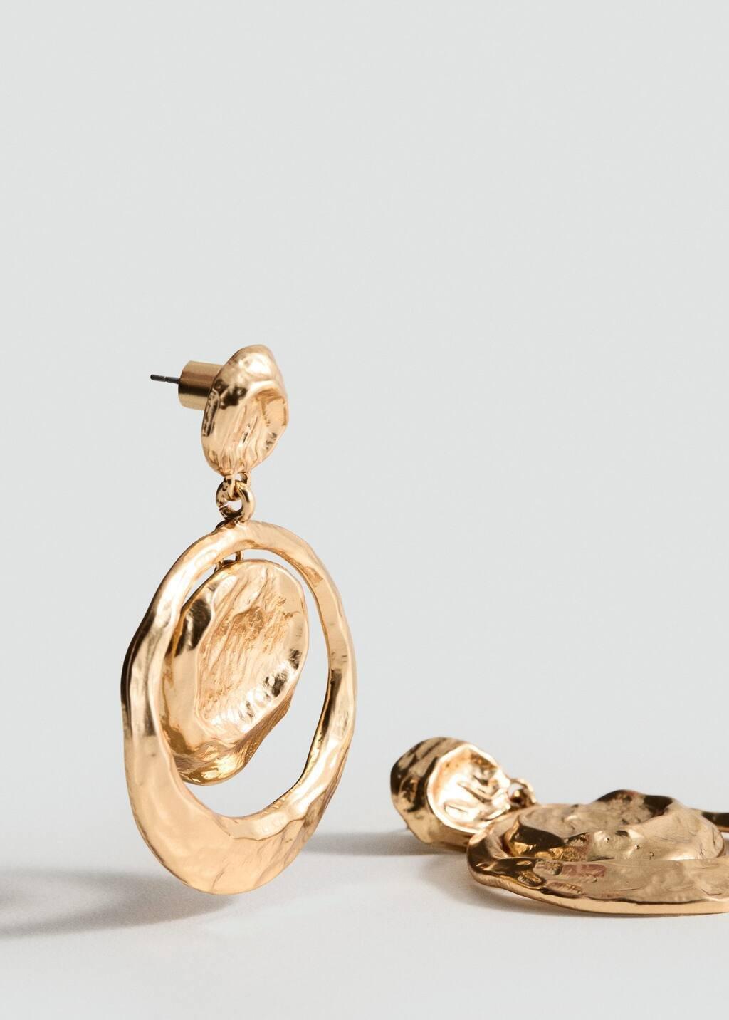 Gold Hanging Earrings With Circular Design, 0201_OR, large image number 0