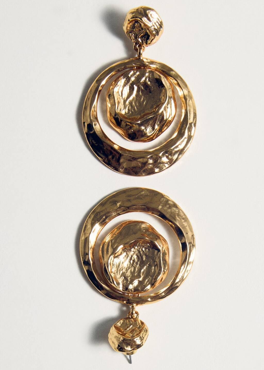 Gold Hanging Earrings With Circular Design, 0201_OR, large image number 1