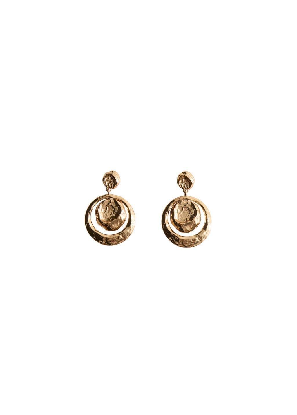 Gold Hanging Earrings With Circular Design, 0201_OR, large image number 2