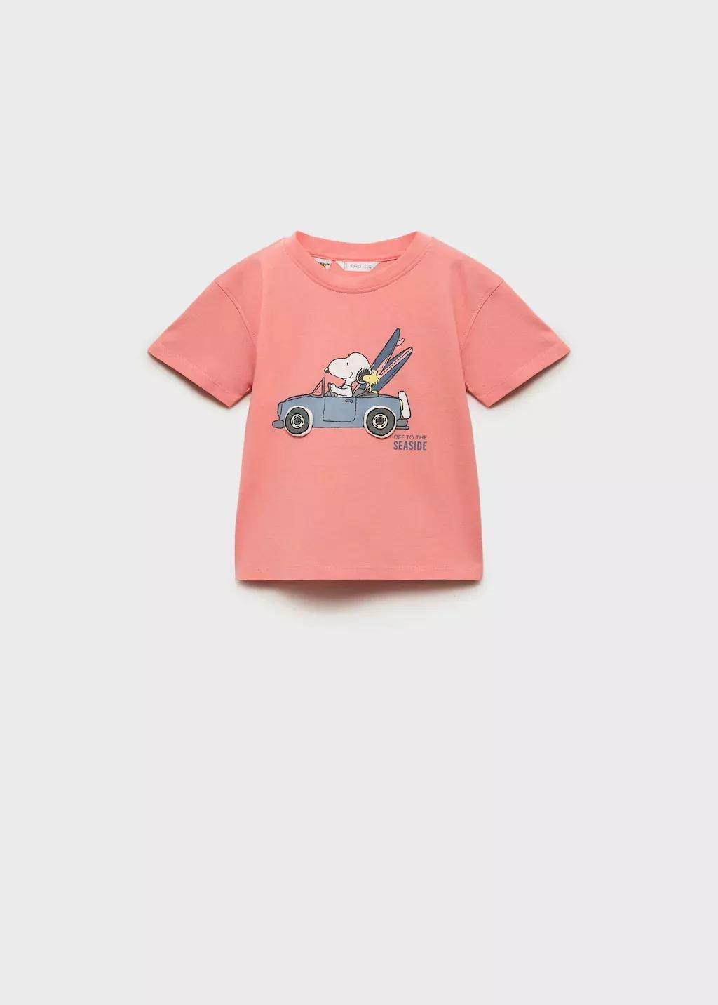 Orange Lt Pastel Snoopy Printed T-Shirt, Baby Boy, , large image number 0