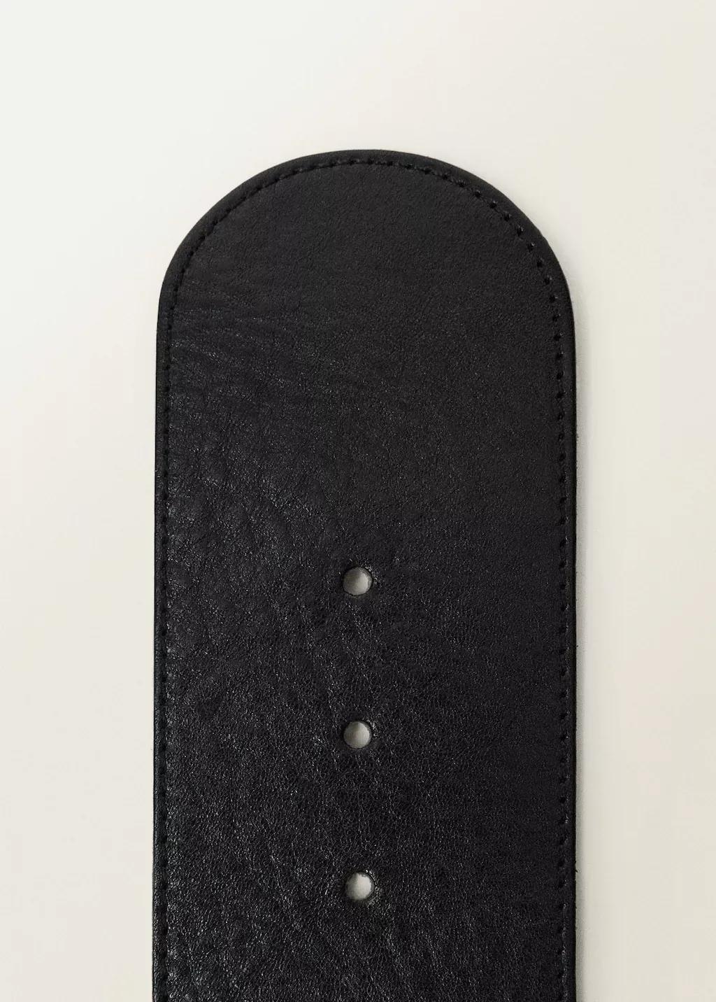 Black Leather Belt With Hidden Closure, , large image number 0