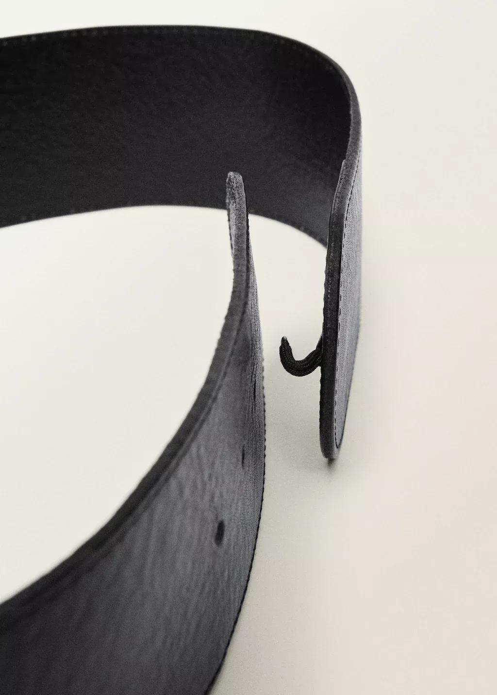 Black Leather Belt With Hidden Closure, , large image number 1