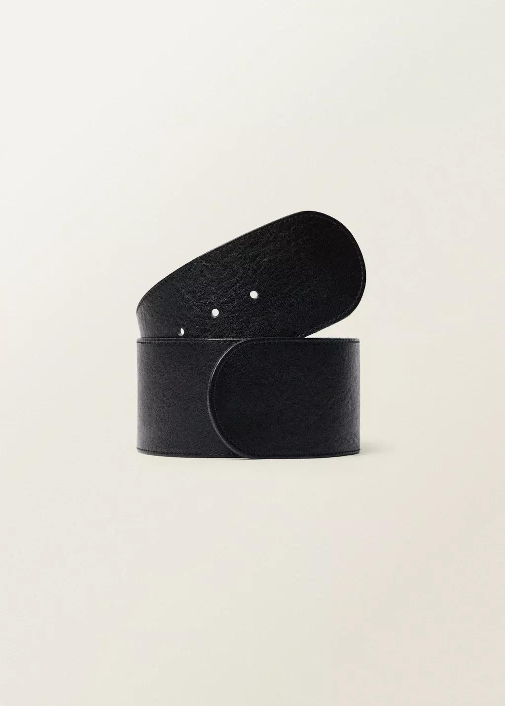 Black Leather Belt With Hidden Closure, , large image number 3