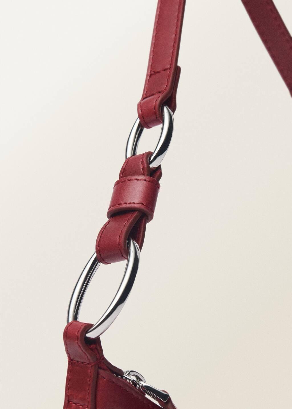 RED Leather shoulder bag with gathered pockets, Red, large image number 1