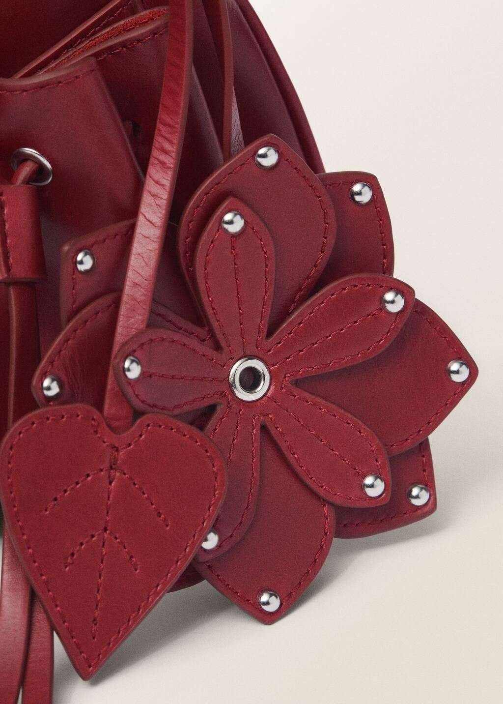 RED Leather shoulder bag with gathered pockets, Red, large image number 3