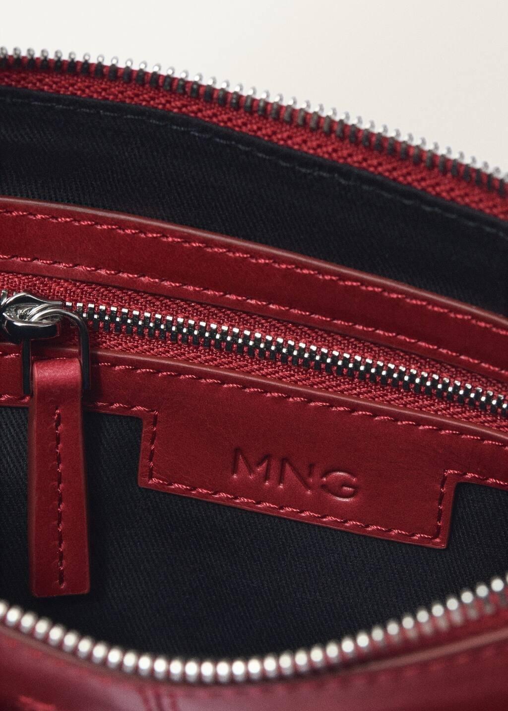 RED Leather shoulder bag with gathered pockets, Red, large image number 5