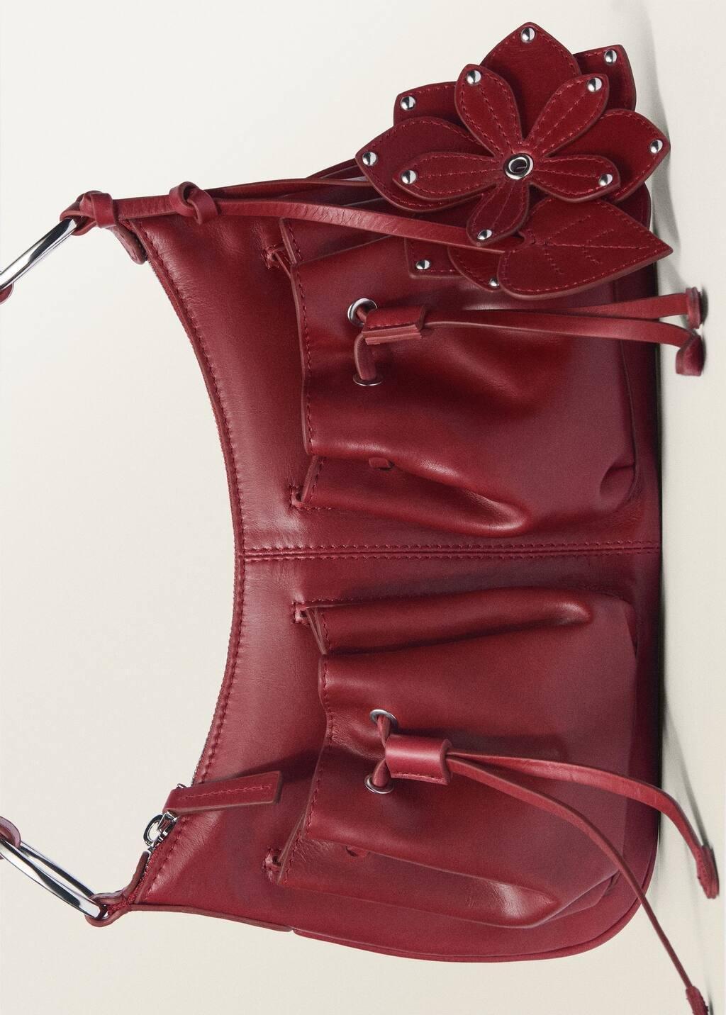 RED Leather shoulder bag with gathered pockets, Red, large image number 6