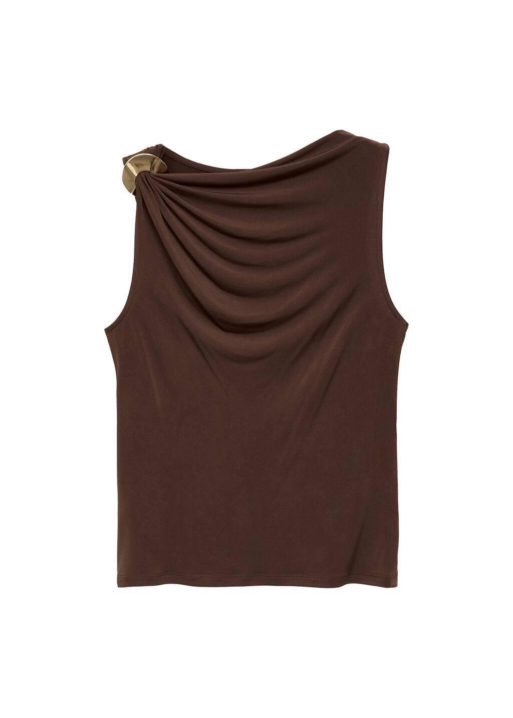 Brown Fitted Top With Metallic Detail, , large image number 2