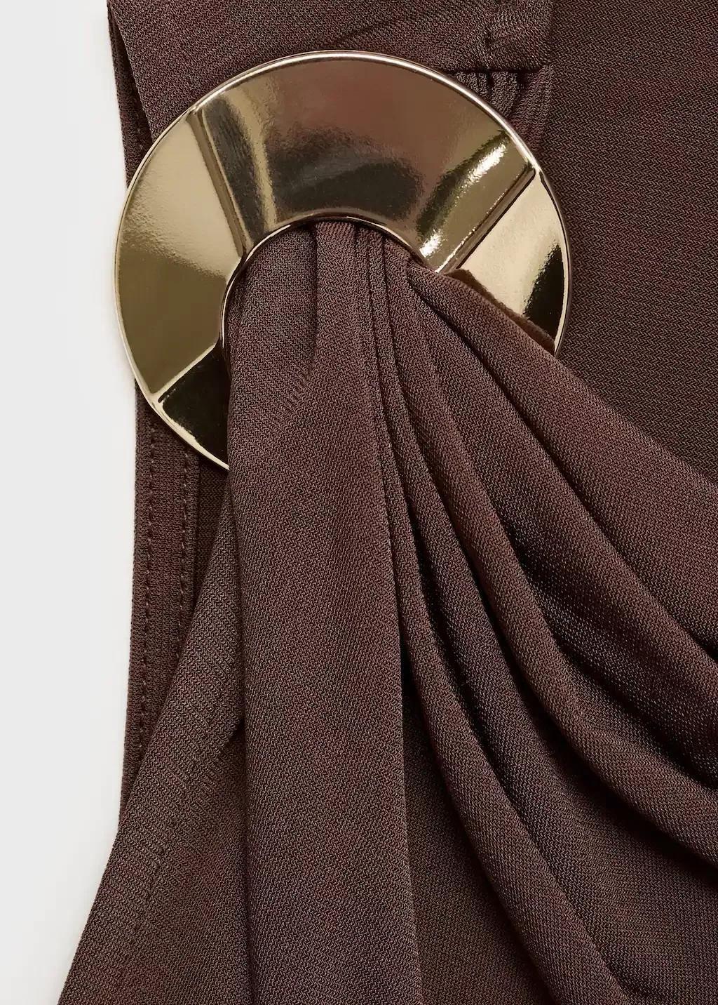 Brown Fitted Top With Metallic Detail, , large image number 5