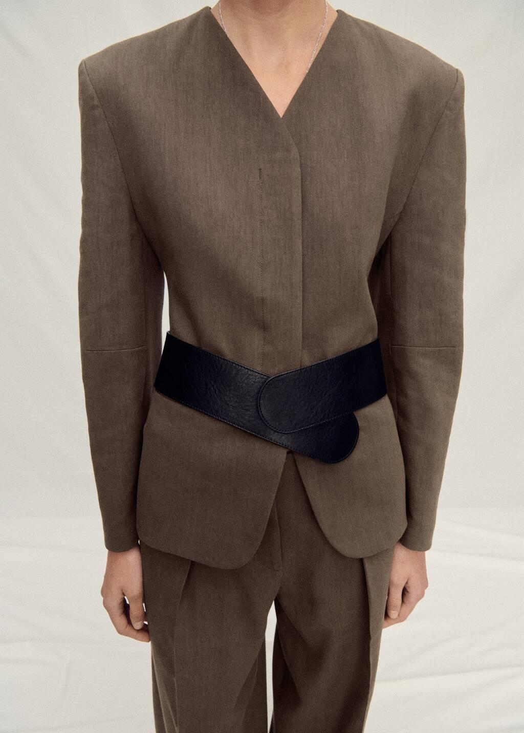 Khaki Seamless Linen Suit Jacket, , large image number 0