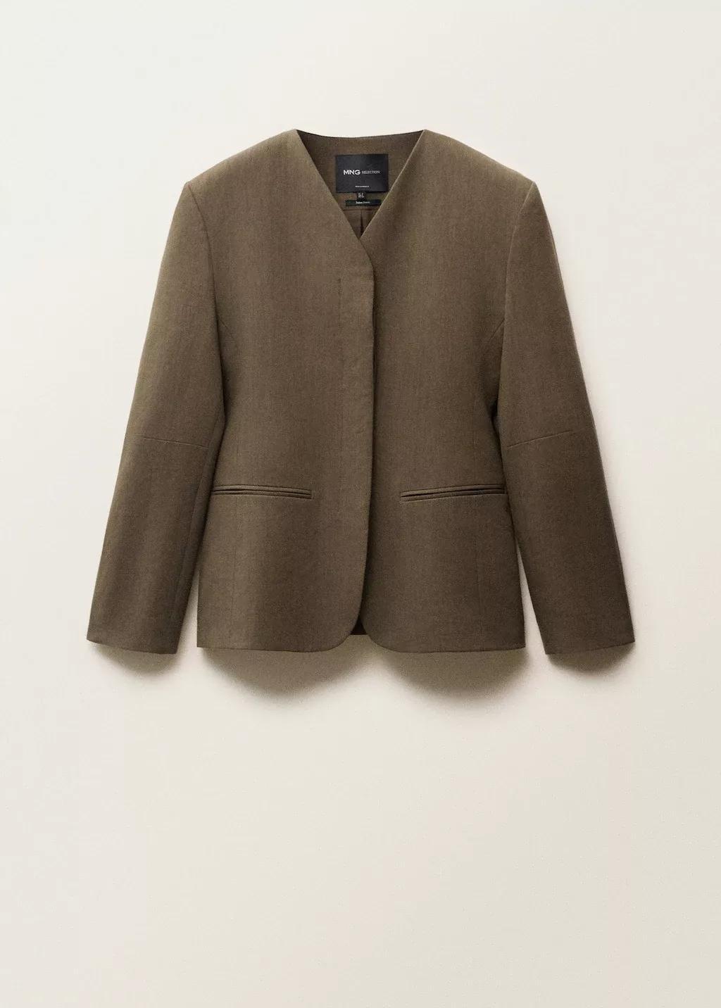 Khaki Seamless Linen Suit Jacket, , large image number 3