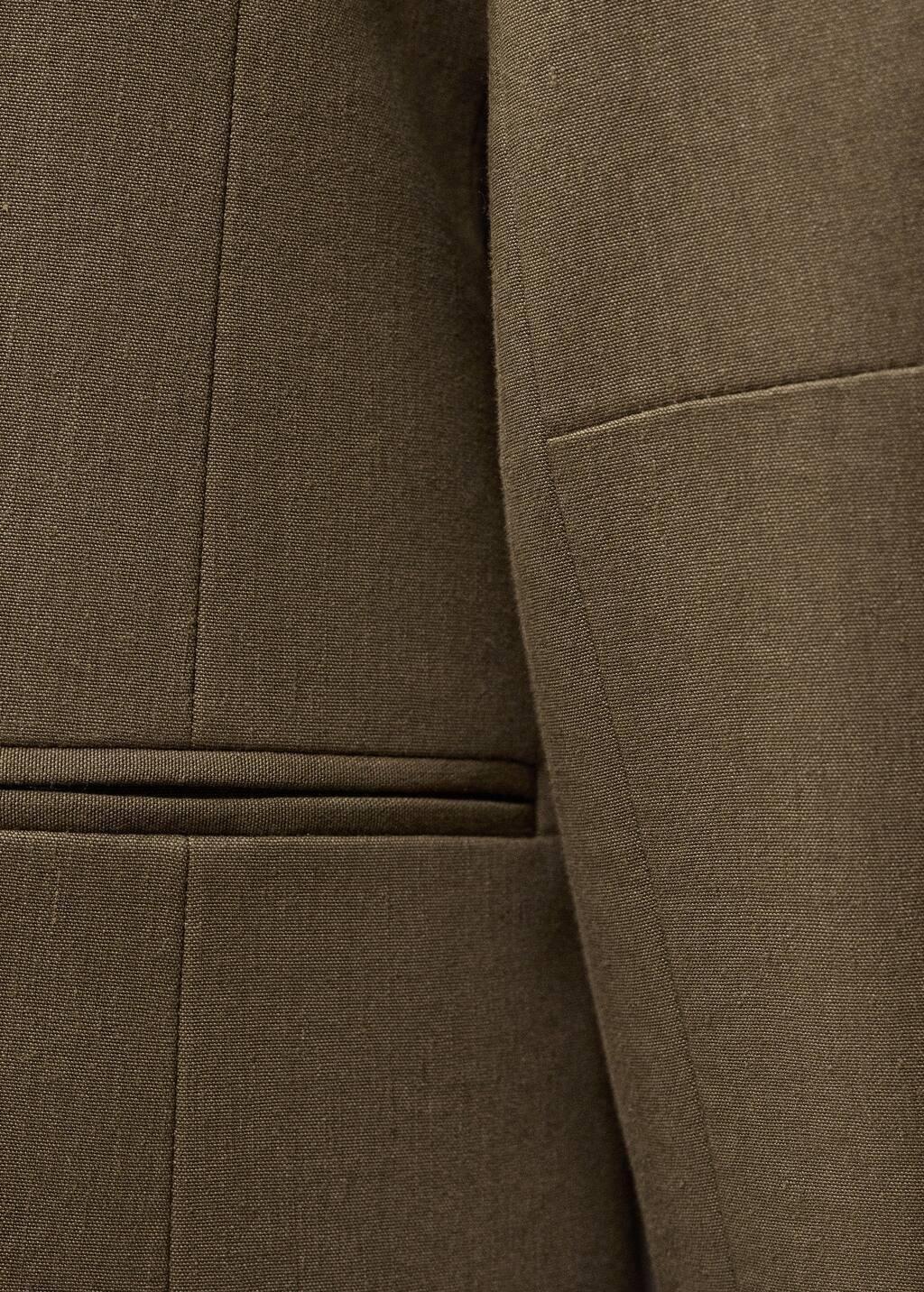 Khaki Seamless Linen Suit Jacket, , large image number 4