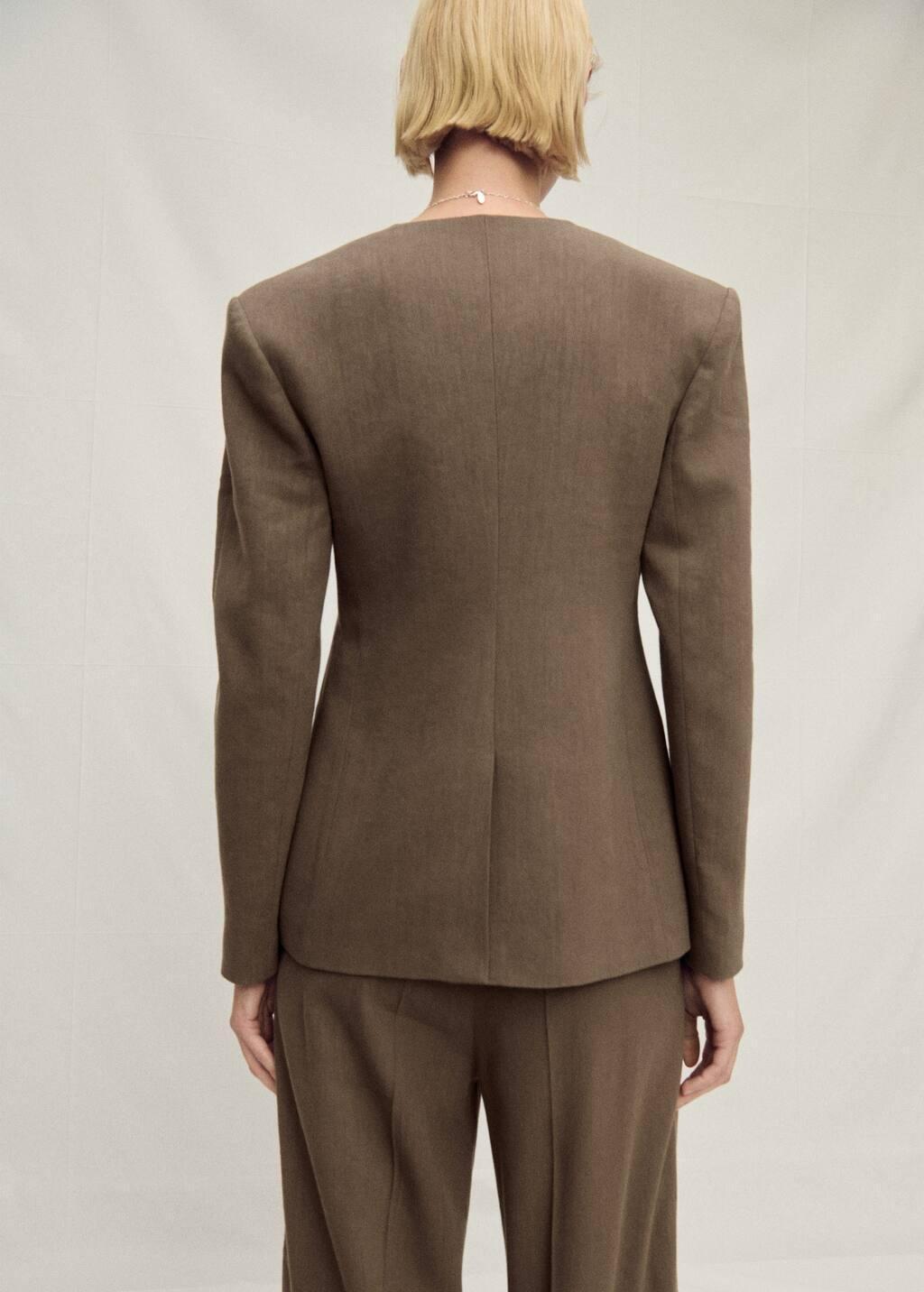 Khaki Seamless Linen Suit Jacket, , large image number 6