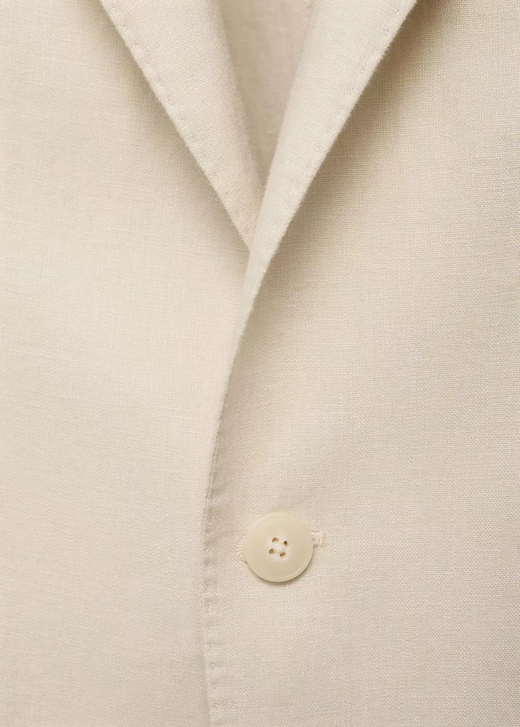 Beige Salerno 100% Linen Slim Fit Suit Blazer, , large image number 4