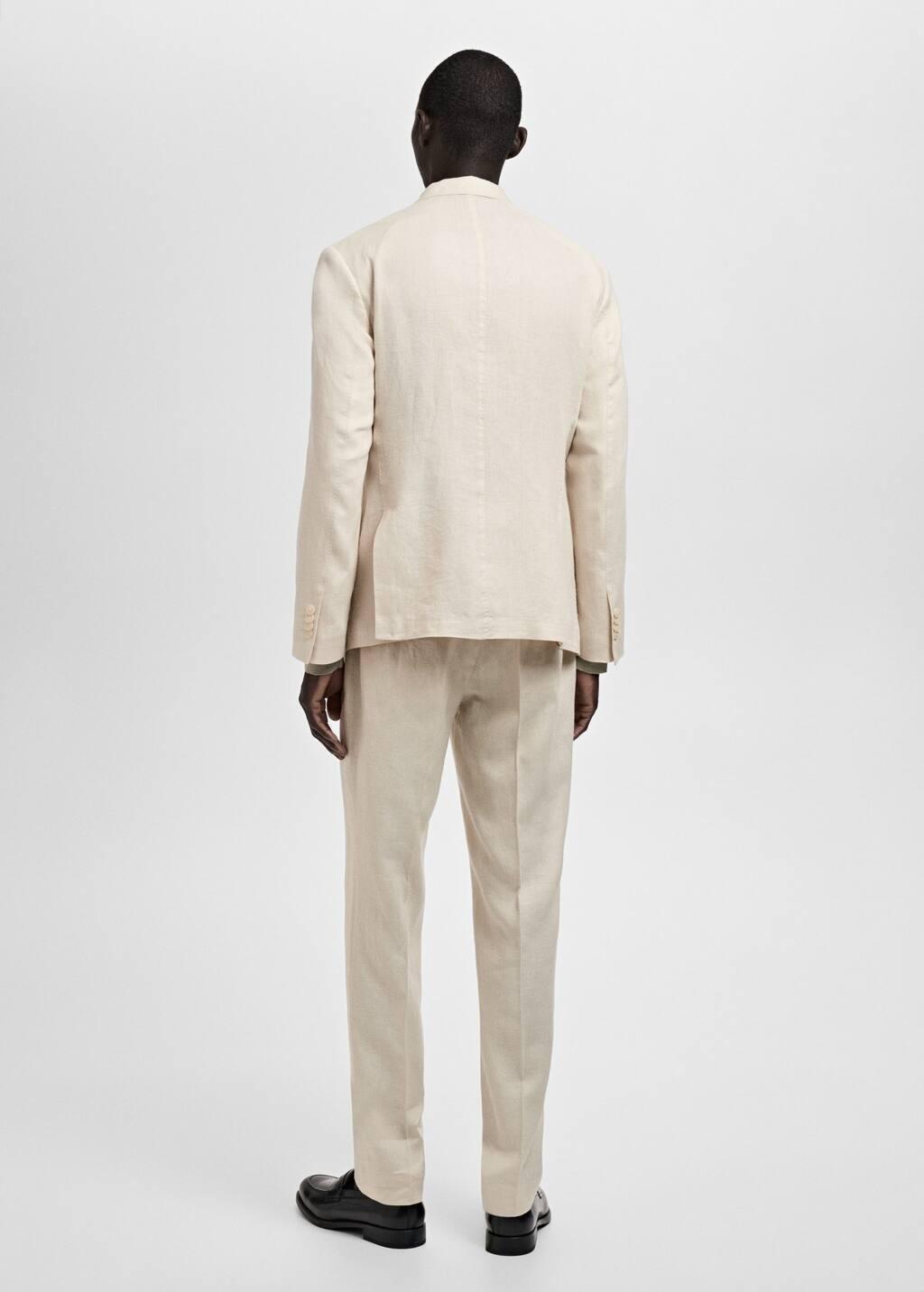 Beige Salerno 100% Linen Slim Fit Suit Blazer, , large image number 8