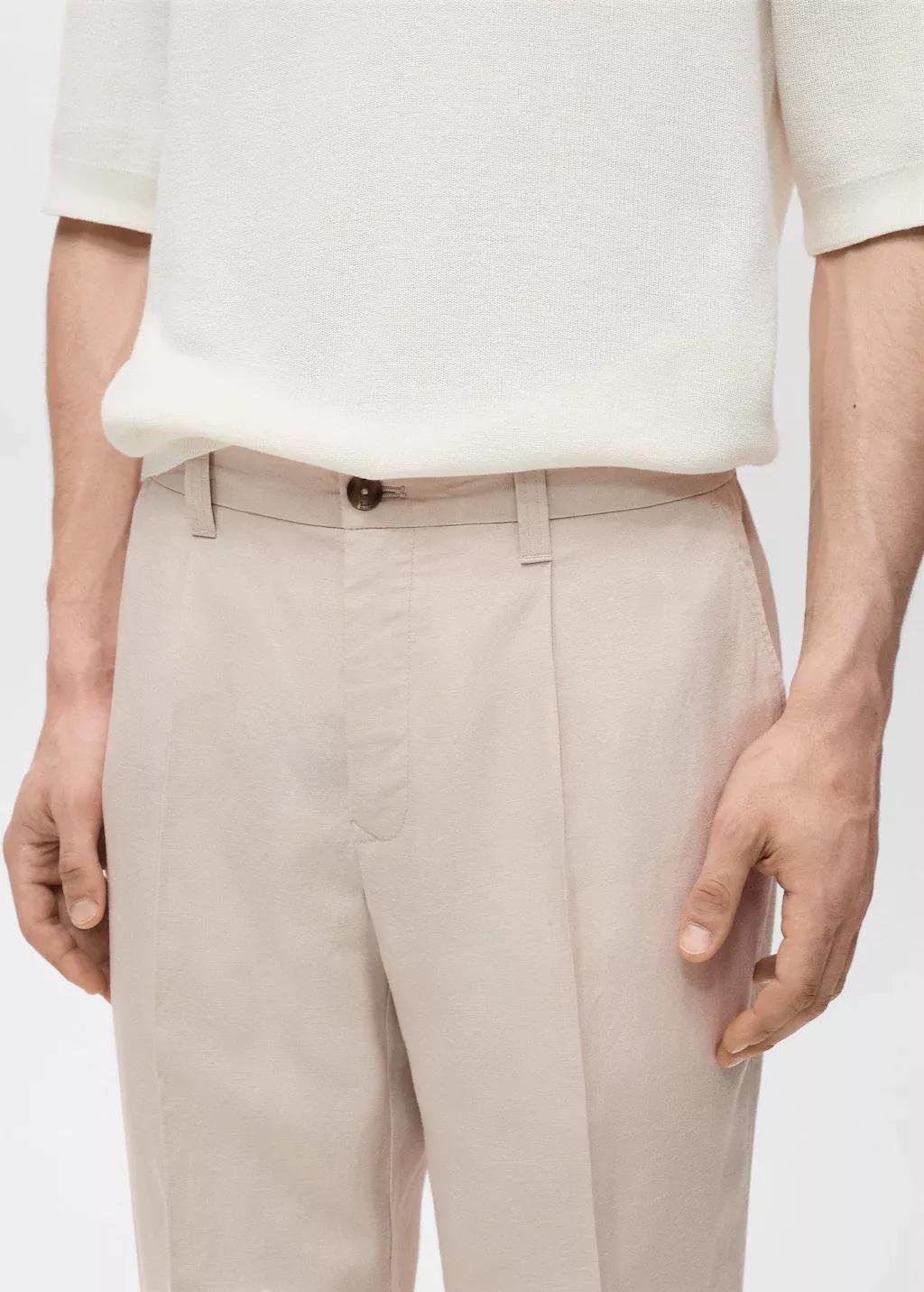 Brown Lt Pastel Regular-Fit Linen Trousers, , large image number 1